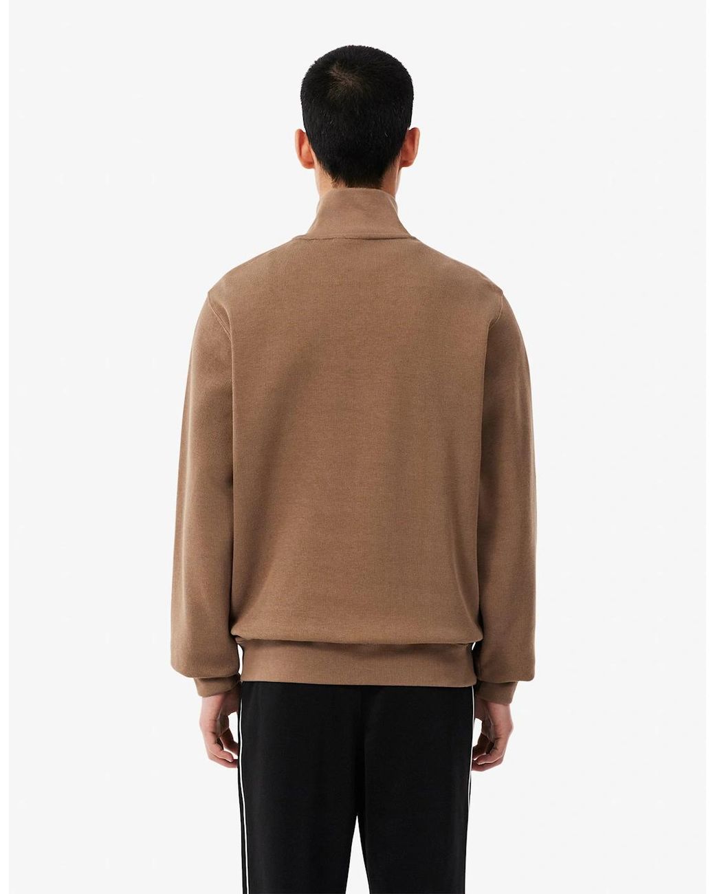 Lacoste Natural Zippered Stand-Up Collar Cotton Sweatshirt for men