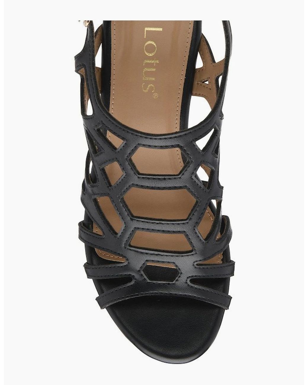 Lotus Black Rhi Wedge Sandals