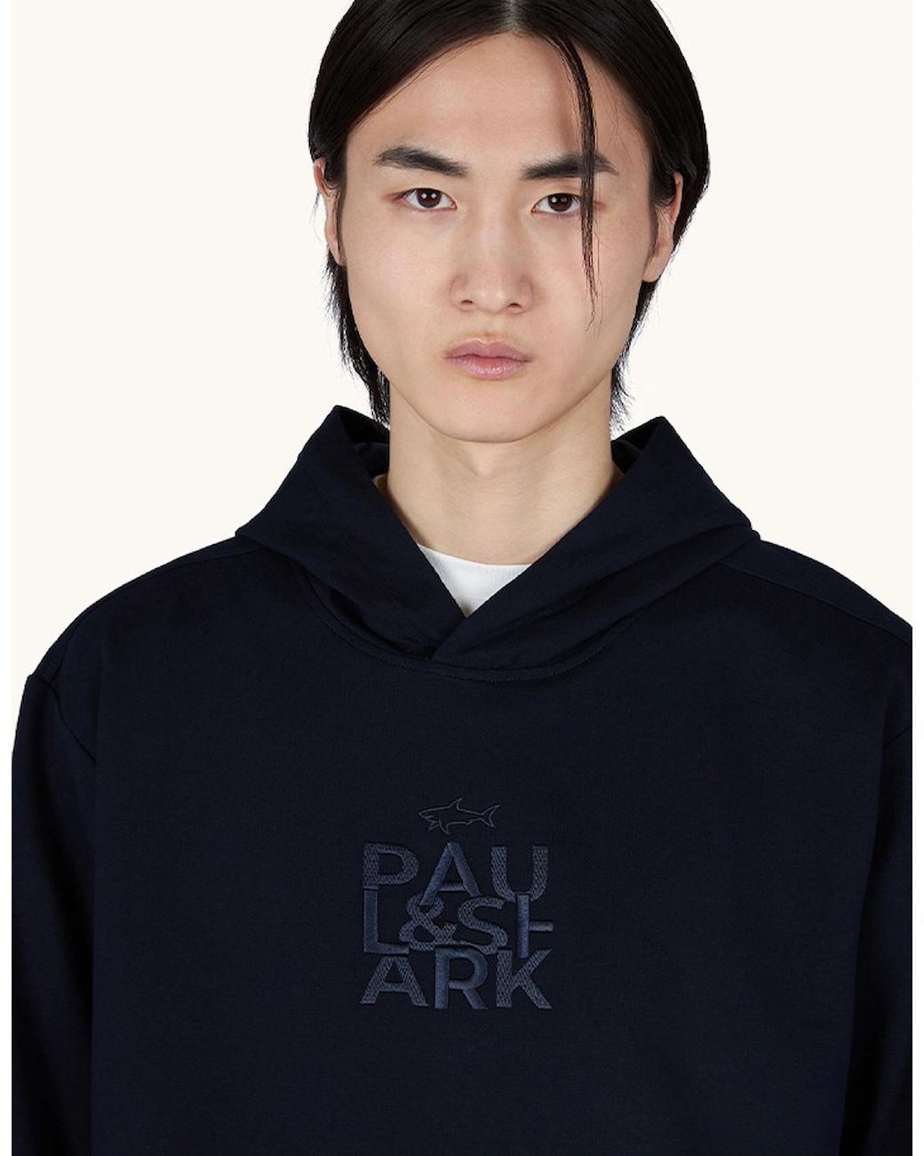 Paul & Shark Blue X-Soft Fleece Cotton Blend Hoodie for men
