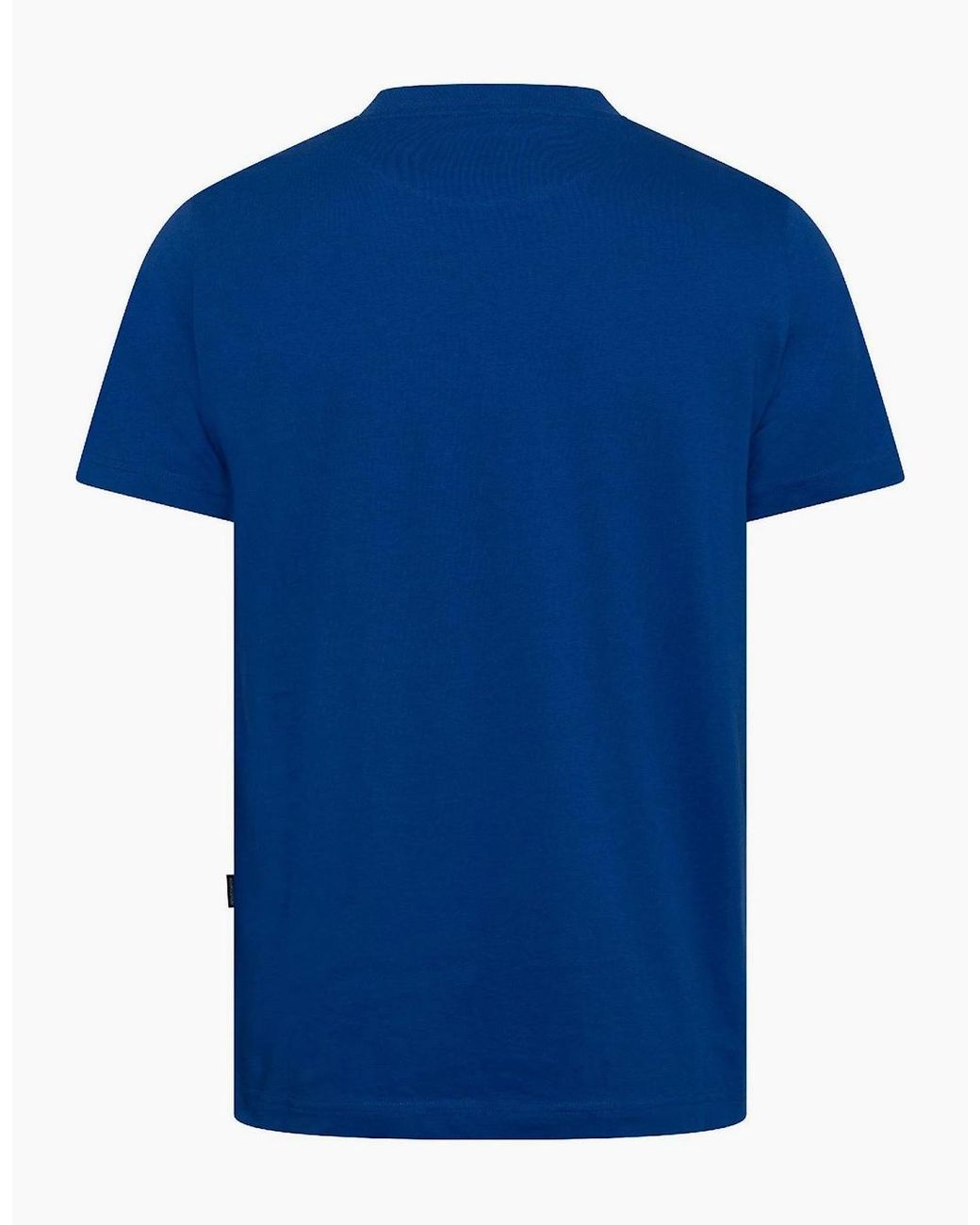 Aquascutum Blue Text Graphic Crew Neck Short Sleeve T-Shirt for men