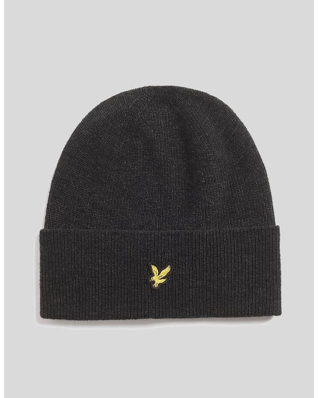 Lyle & Scott Black Lambswool Blend Beanie for men