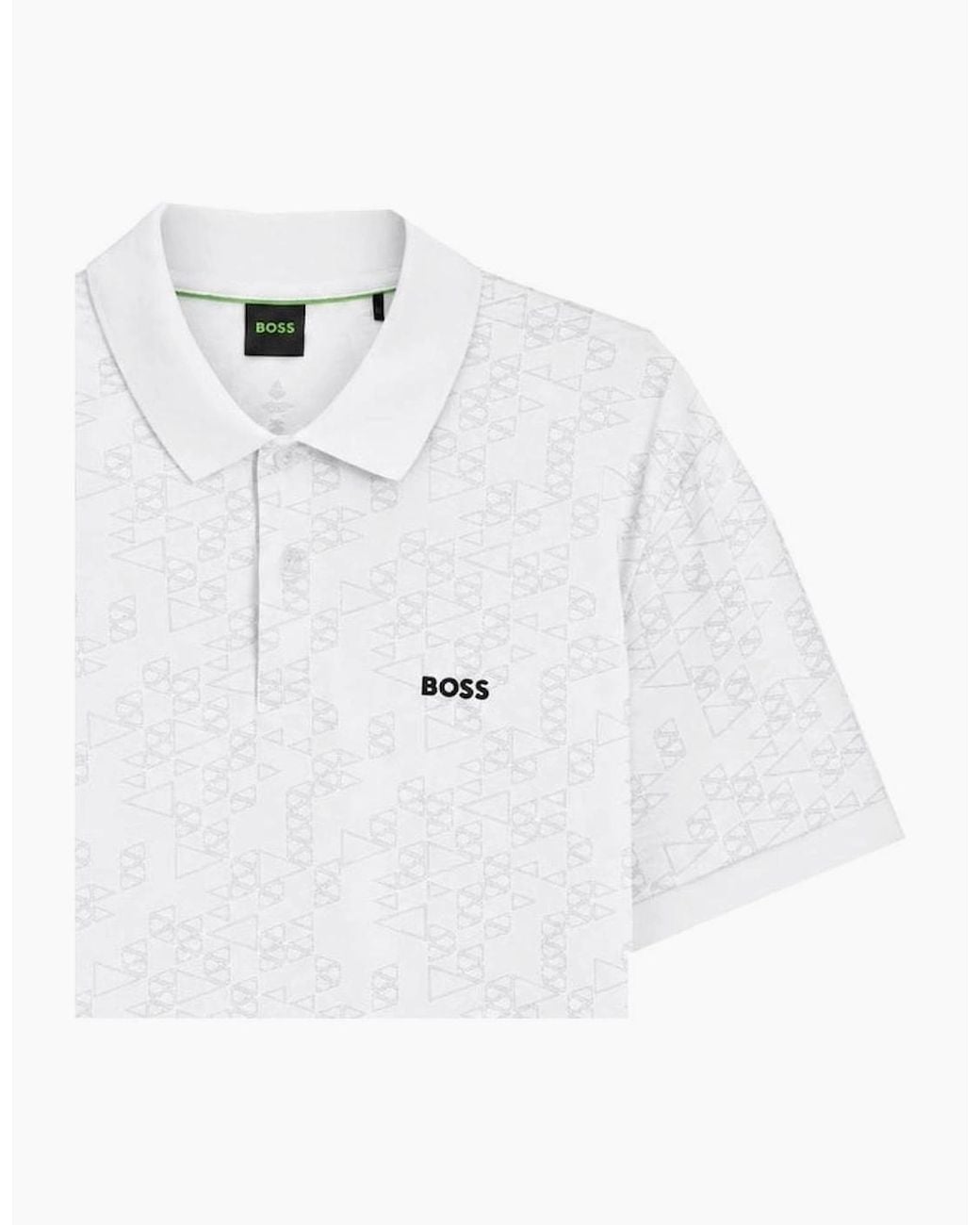 Boss White All Over Print Polo Shirt for men