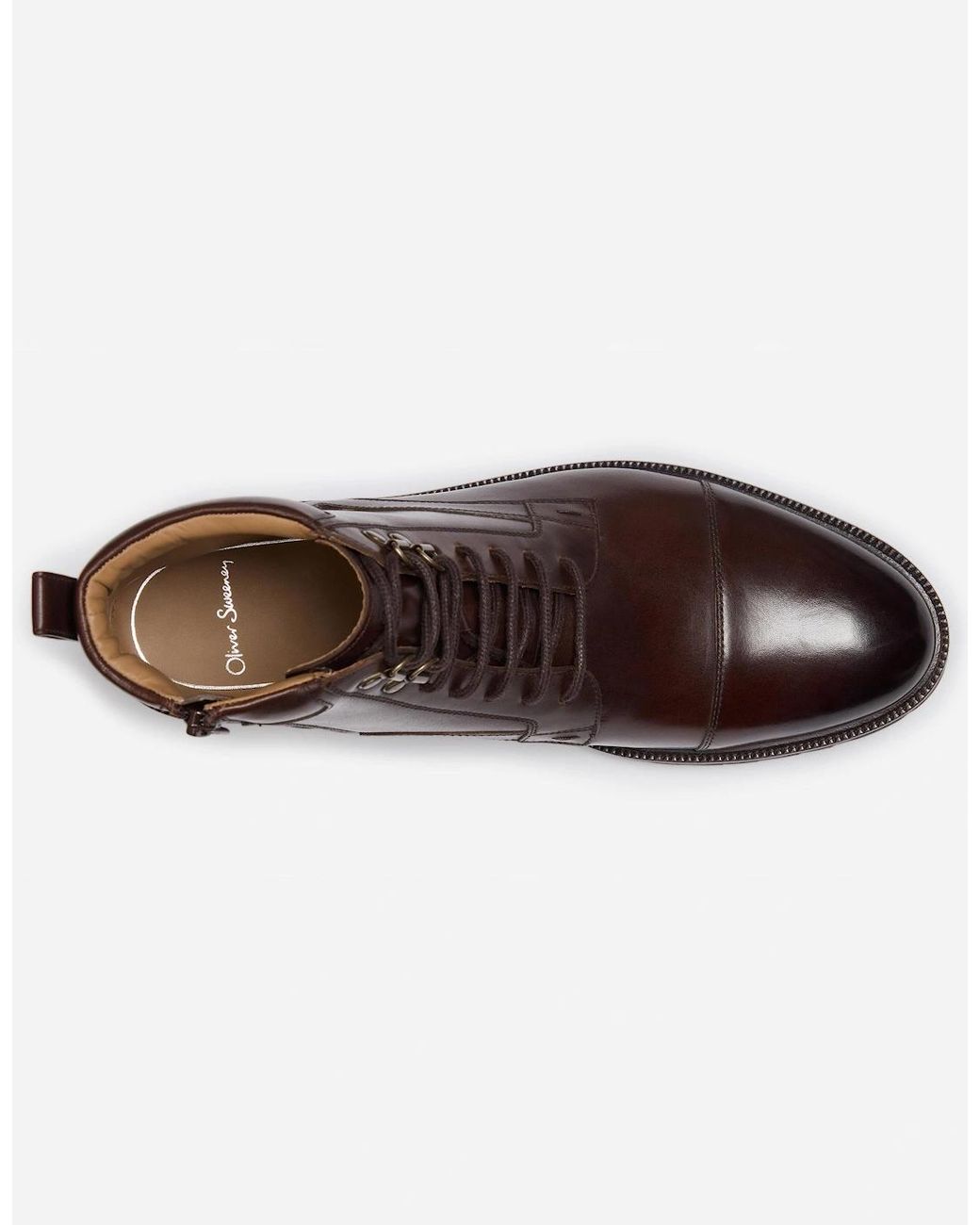 Oliver Sweeney Brown Runcorn Antiqued Calf Leather Brogue Boots for men