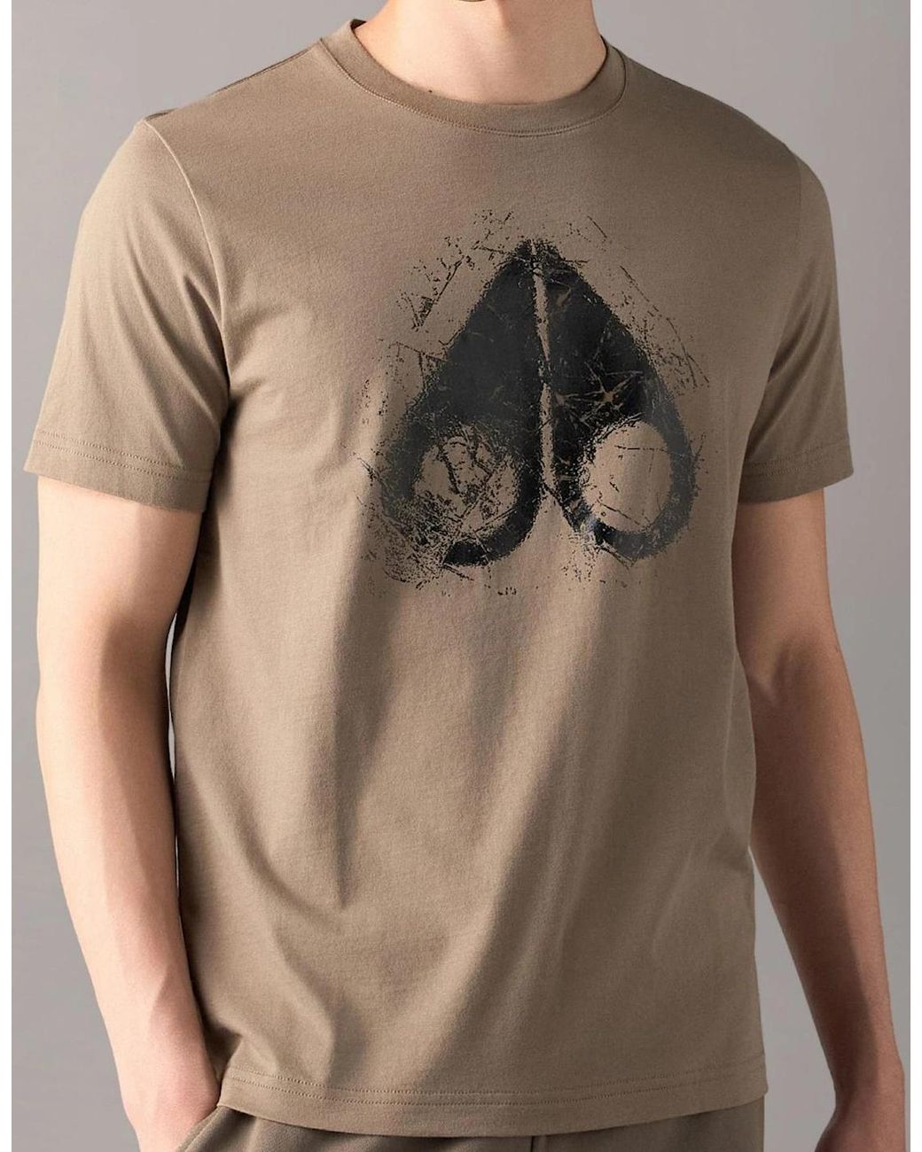 Moose Knuckles Brown Icebreak Graphic Logo Ashen T-Shirt for men