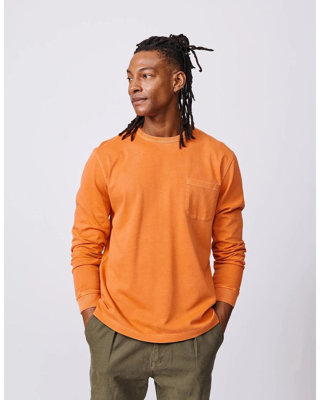 aubi Orange George Long Sleeve T-Shirt for men