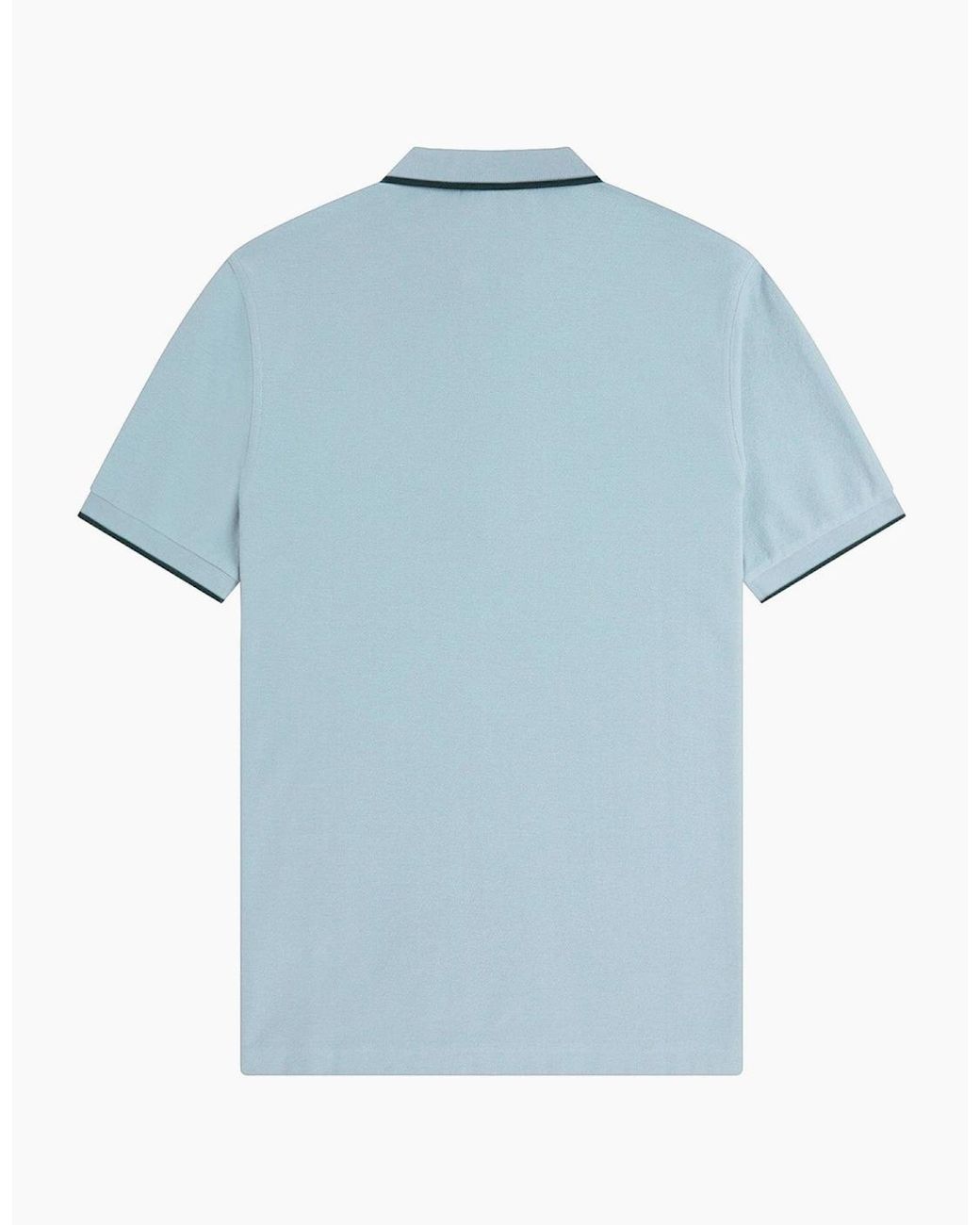 Fred Perry Blue Crepe Pique Zip Neck Polo Shirt for men