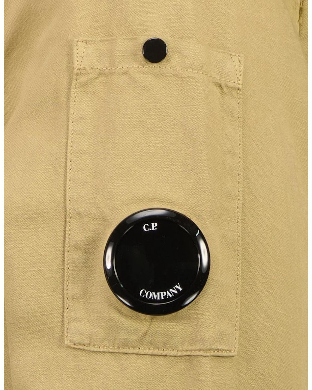 C P Company Green Cotton/Linen Lens Overshirt for men