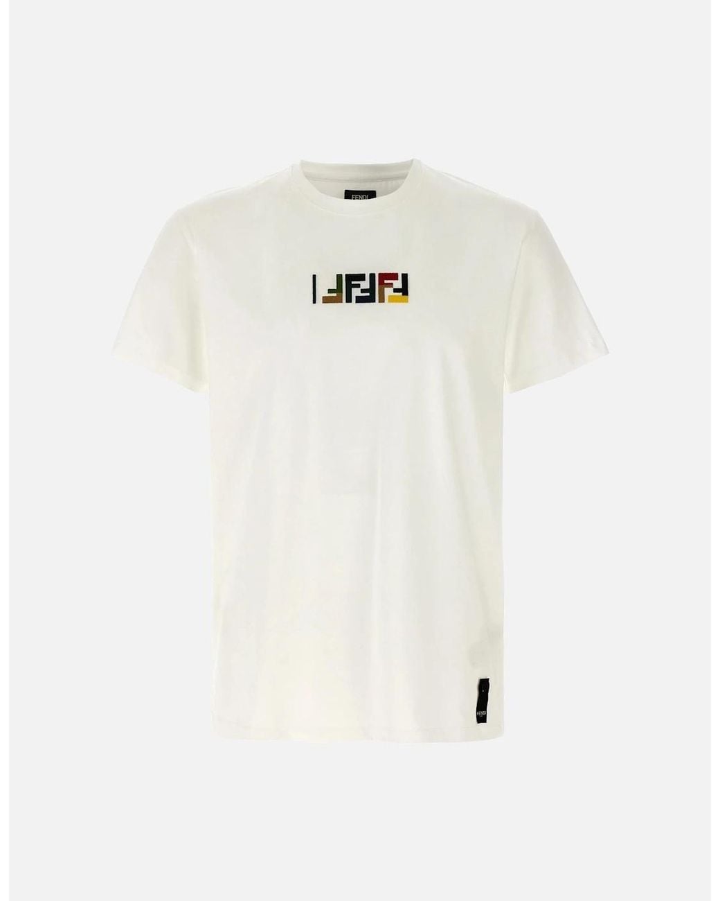 Fendi White Triple Ff Logo T-Shirt for men