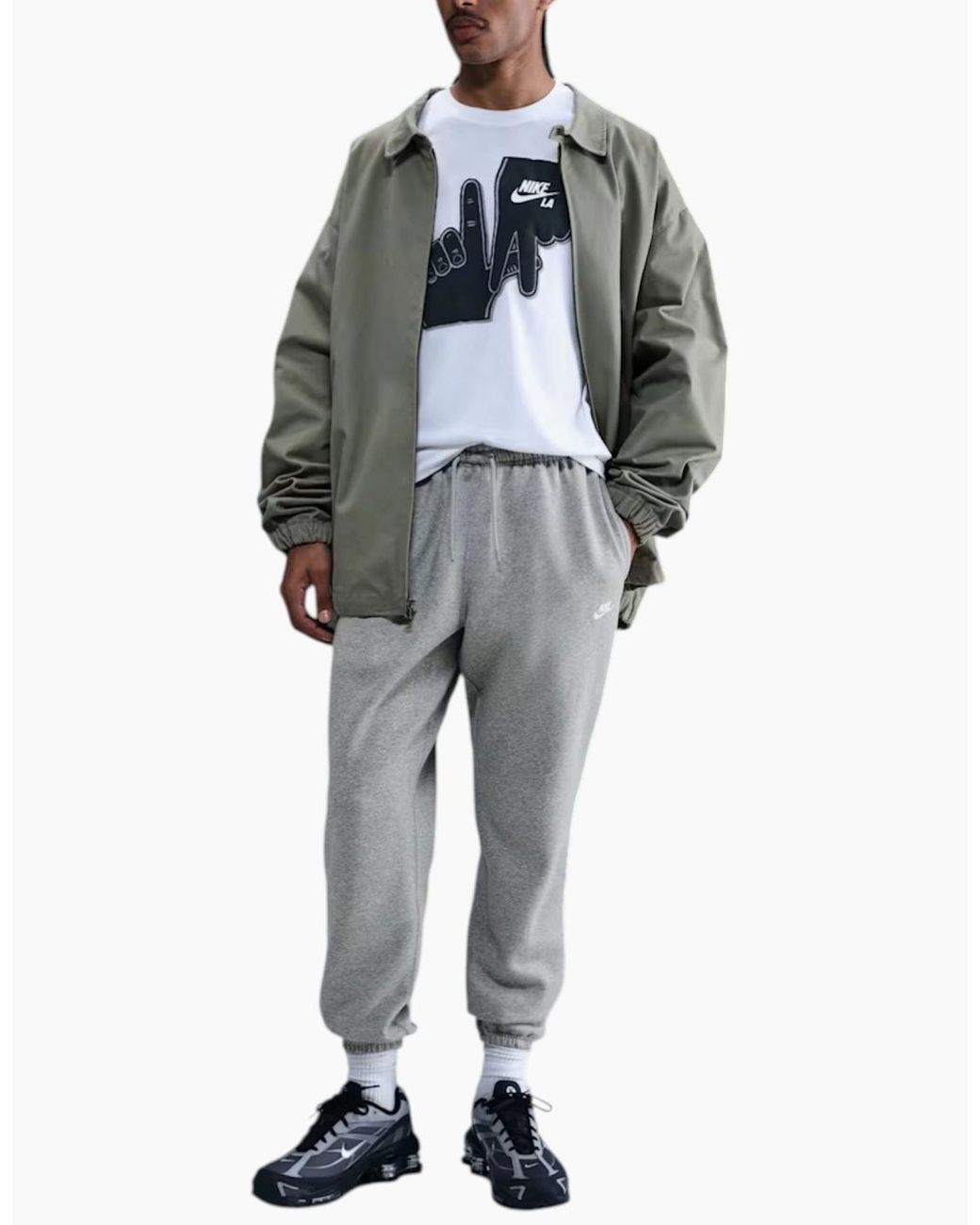 Nike Gray Club Joggers Fn3808 Cuffed Brushed Trousers for men