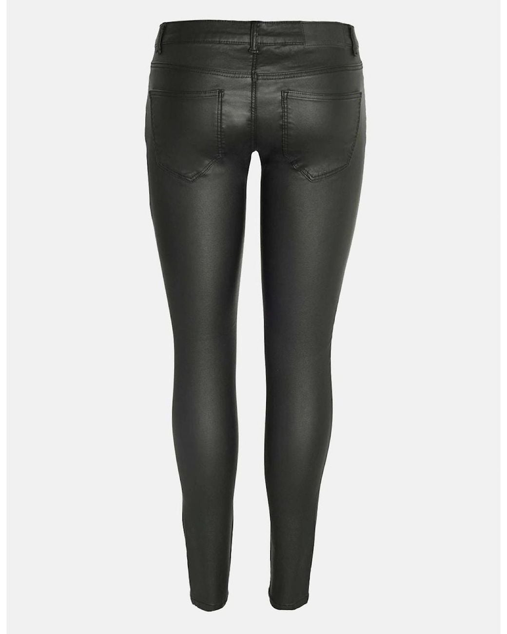 Noisy May Black Coated Solid Patterned Five Pocket Pants