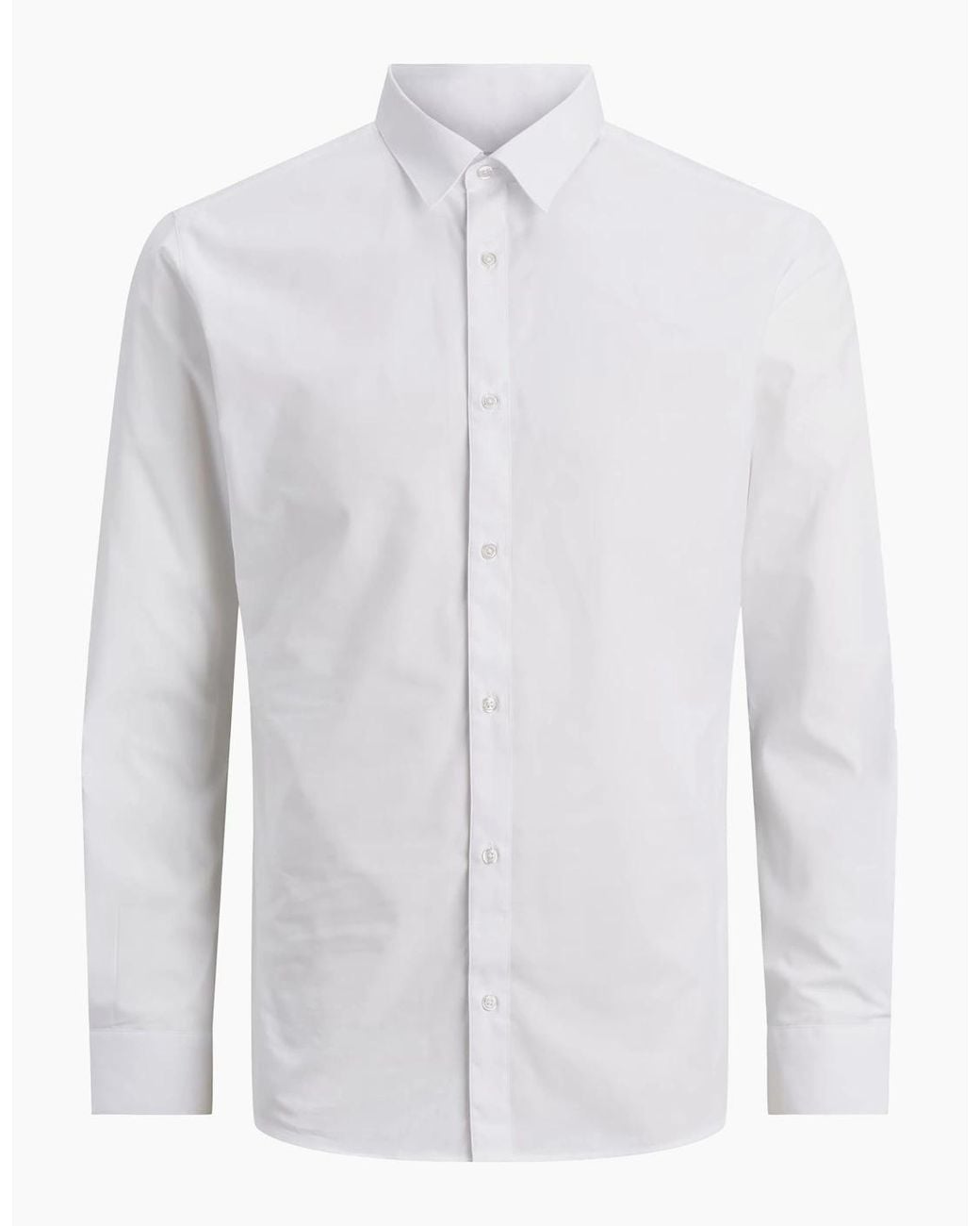 Jack & Jones White Jje Joe Slim Fit Long Sleeve Shirt for men