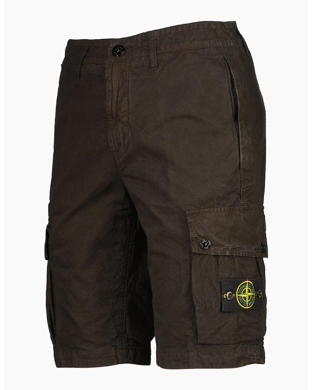 Stone Island Gray Old Effect Cargo Shorts for men