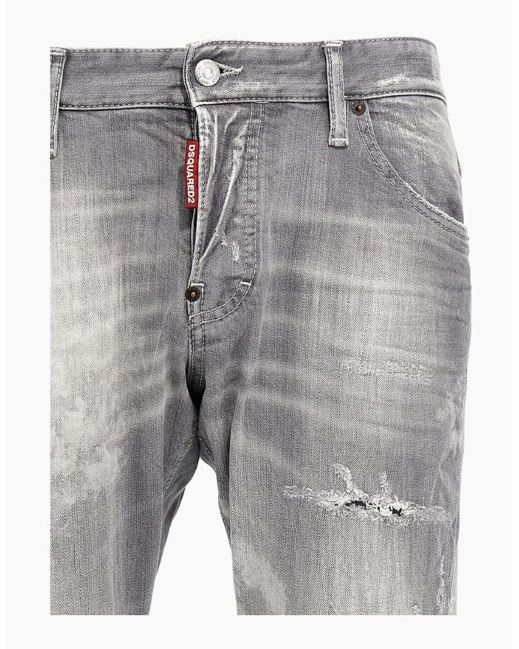 DSquared² Gray Sexy Twist Jeans Worn Faded Style Jeans for men
