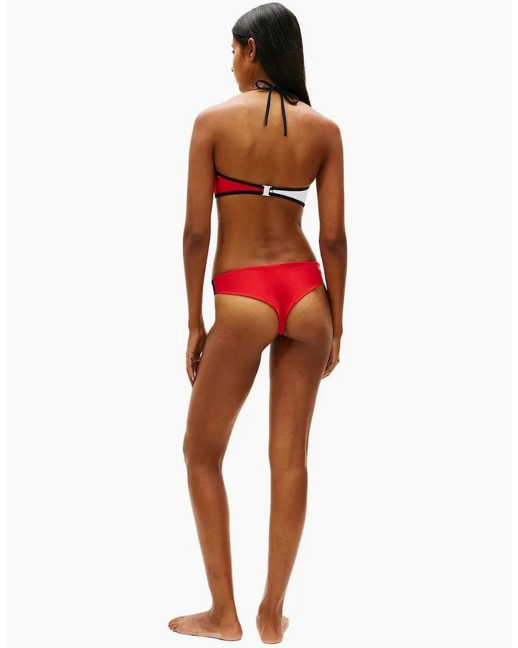Tommy Hilfiger Orange Core Flag Bandeau Bikini Top, Dark Night