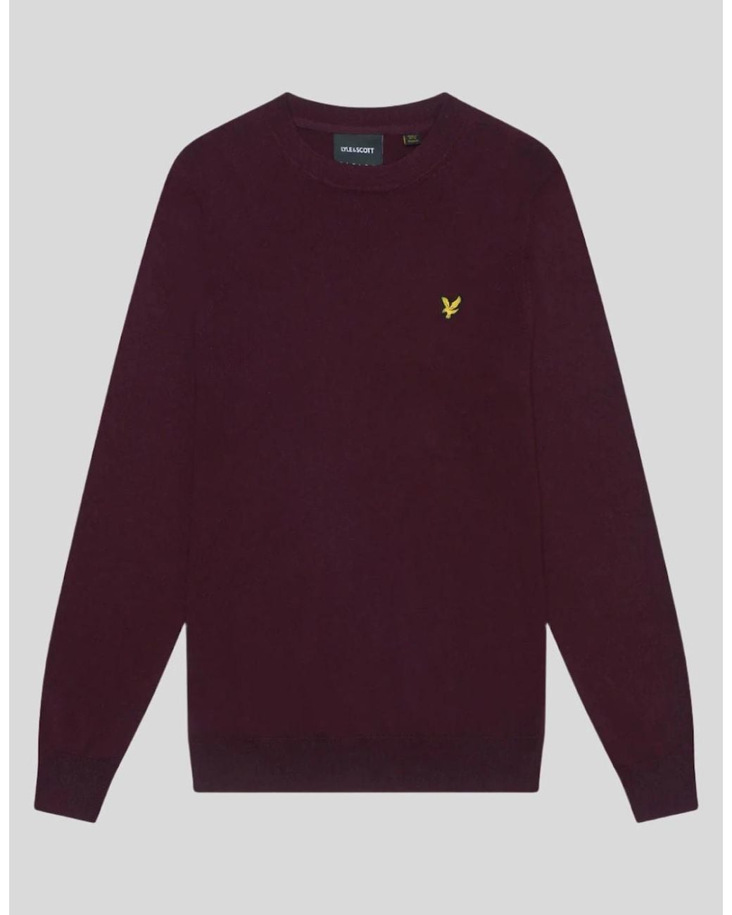 Lyle & Scott Purple Cotton Merino Crew Neck Jumper for men