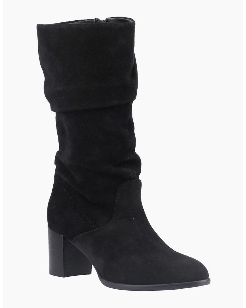 Hush Puppies Black Cosima Ruched Boot Tall Boots