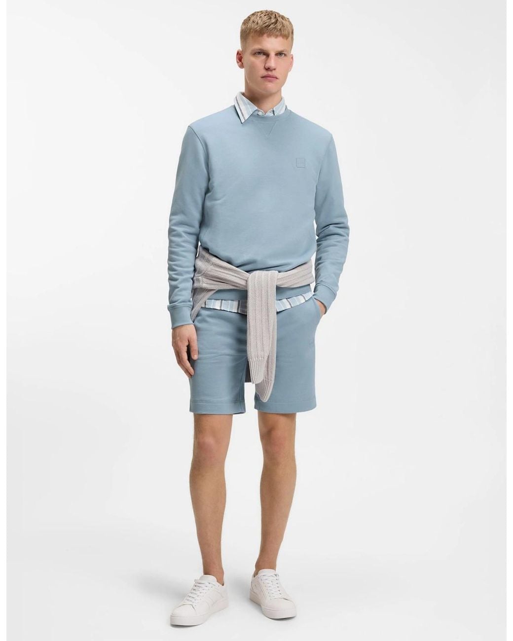 Boss Blue Boss Westart Crew Neck Sweatshirt With Logo Patch for men