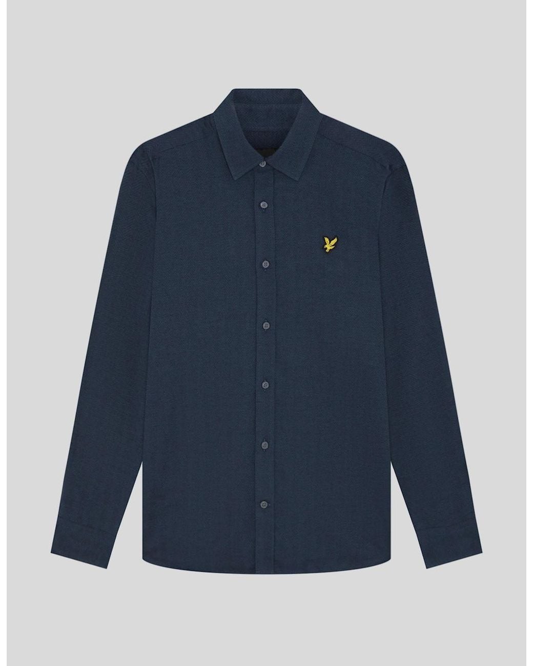Lyle & Scott Blue Herringbone Flannel Shirt for men