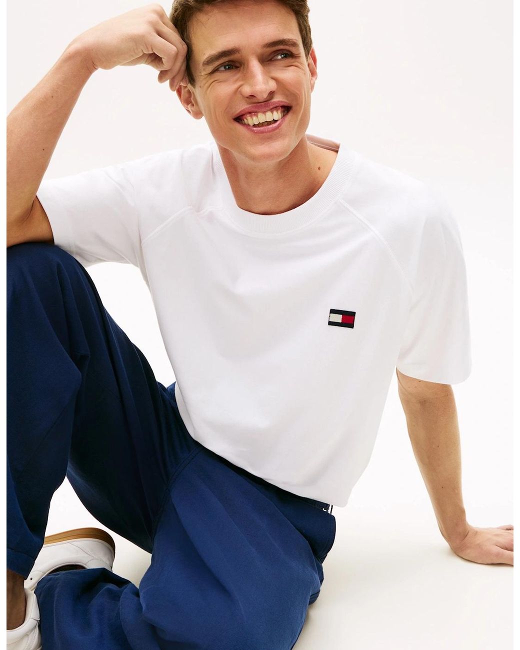 Tommy Hilfiger White Tommy Flag Elevated T-Shirt for men