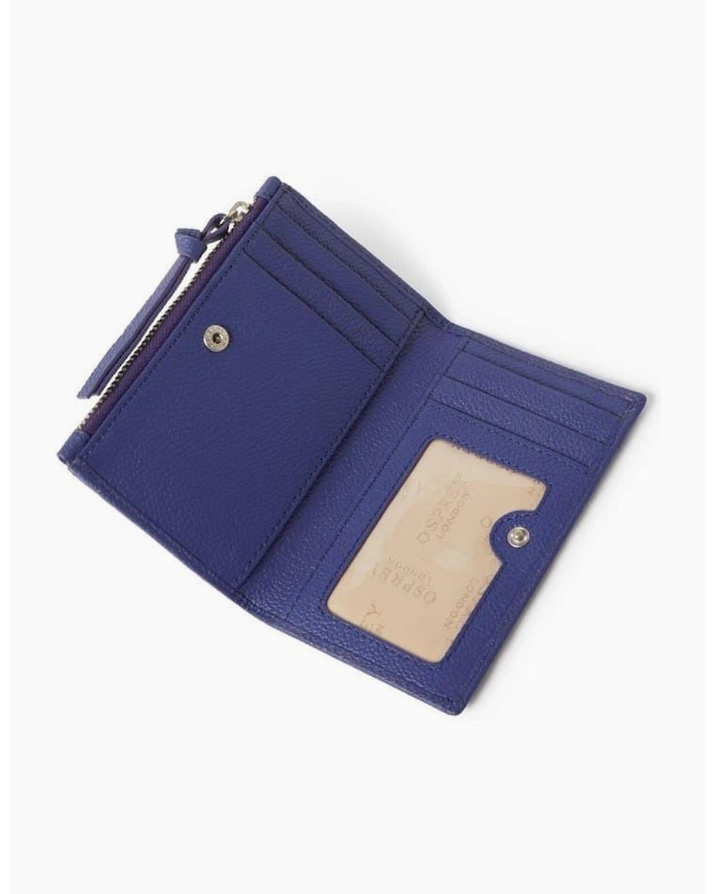Osprey Blue London Molly Curved Bi Fold Leather Card Holder