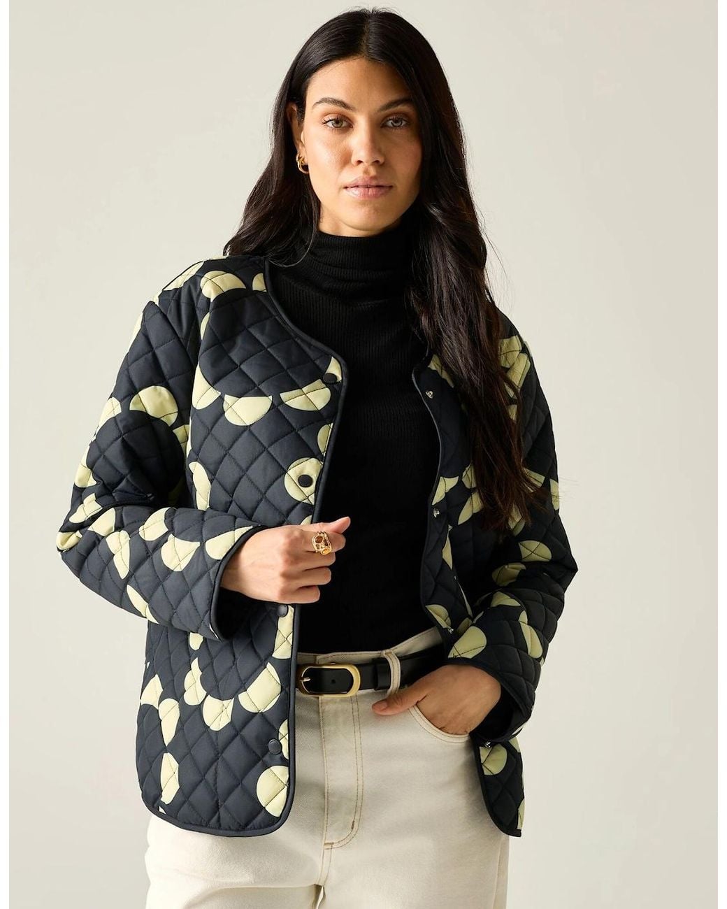 Regatta Black Ladies Orla Kiely Daisy Hoop Lightweight Quilted Jacket