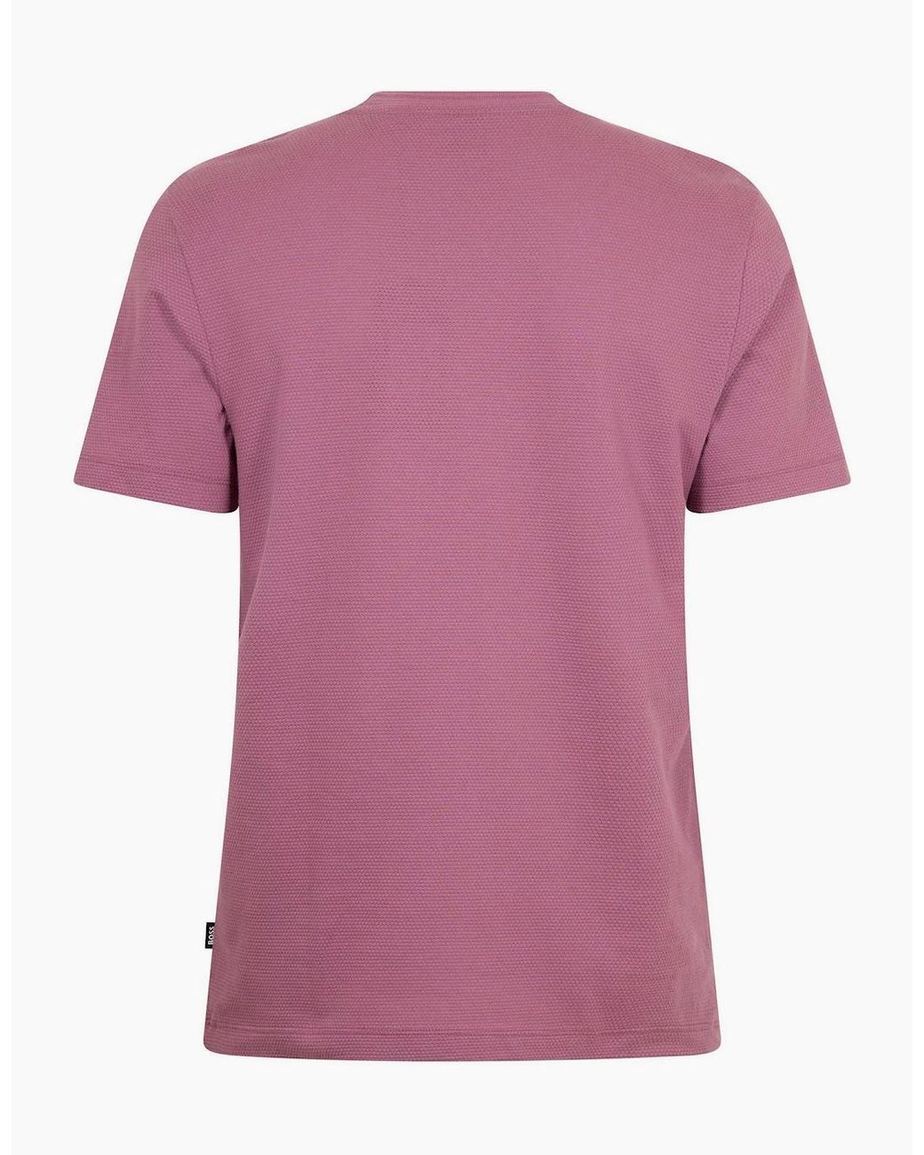 Boss Pink Tiburt Bubble Structure Cotton T-Shirt for men