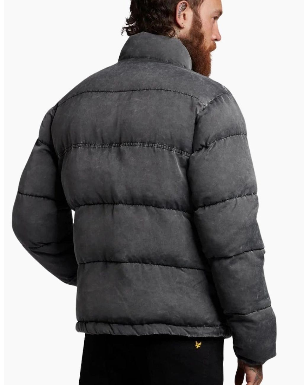 Lyle & Scott Gray Lyle & Scott Faded Funnelled Puffer Jacket for men
