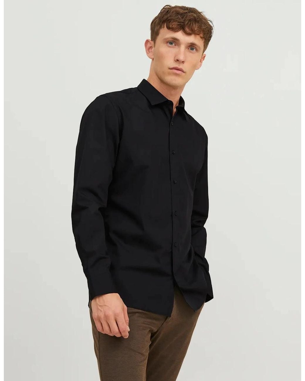 Jack & Jones Black Jje Joe Slim Fit Long Sleeve Shirt for men