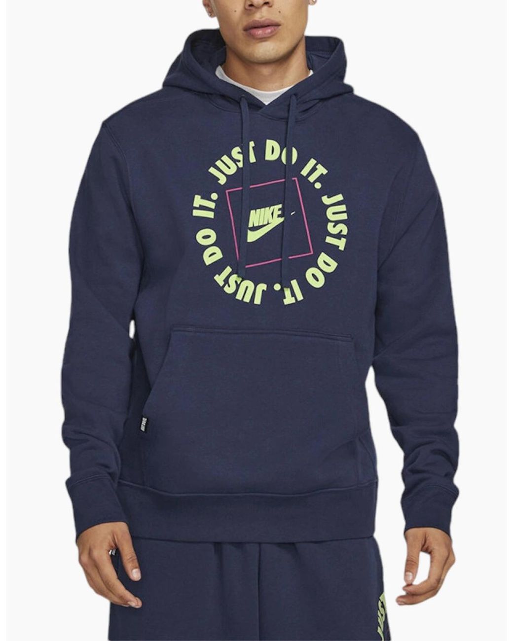 Nike Blue Fleece Hoodie Jdi Pullover Long Sleeve Winter Hooded Sweatshirts for men