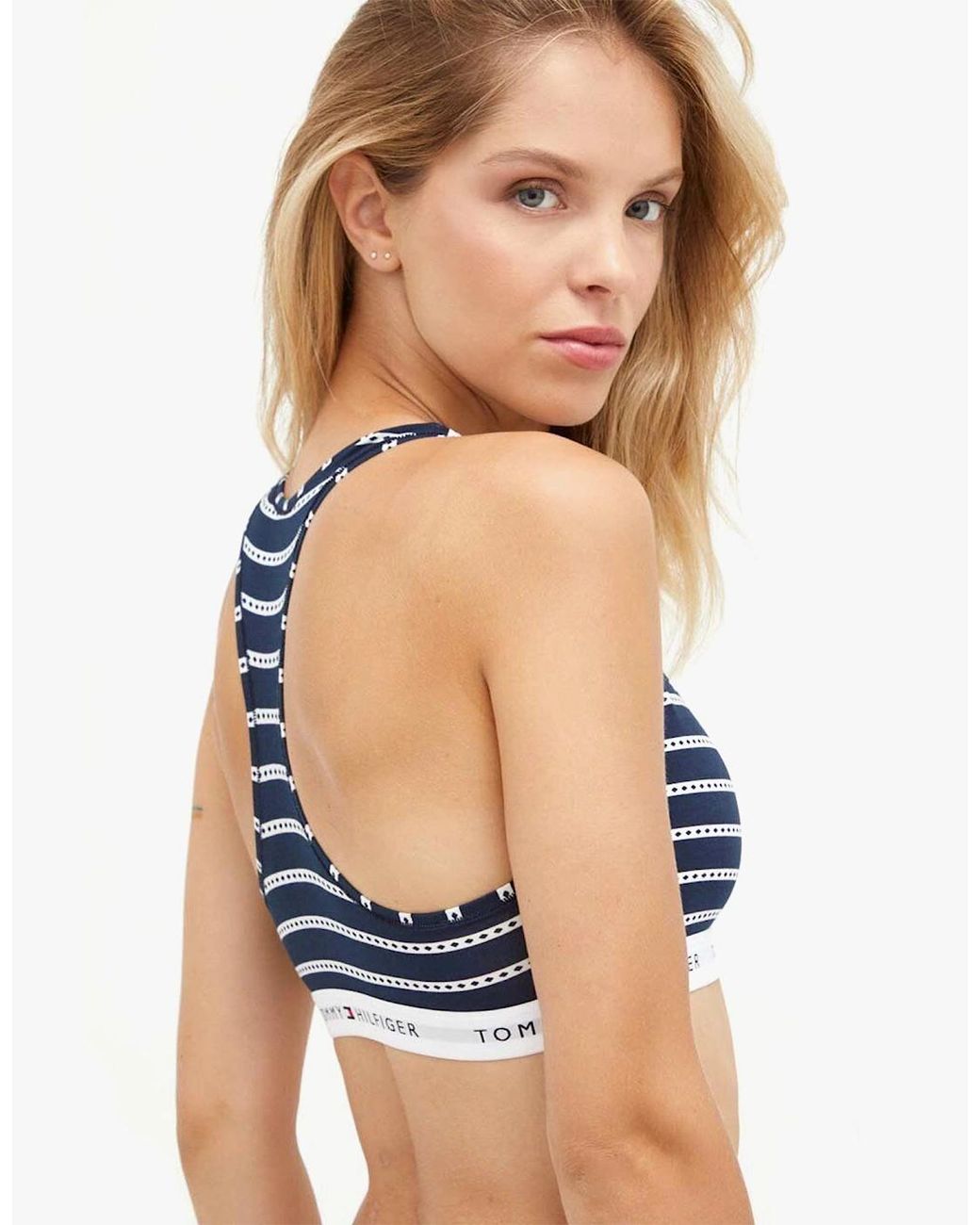 Tommy Hilfiger Blue Bralette Print Underwear Argyle Stripe Desert Sky