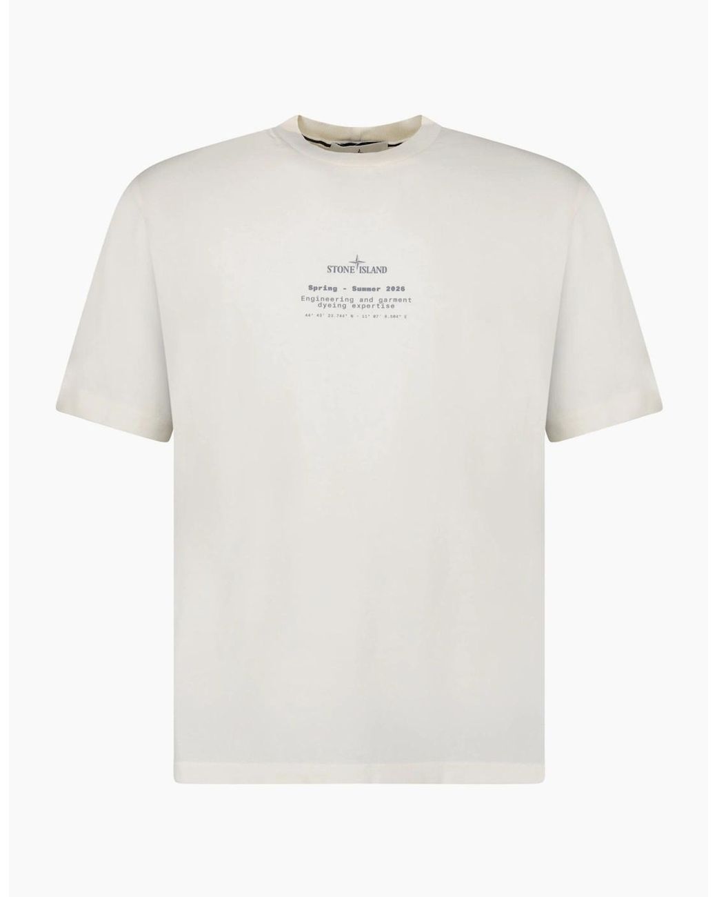 Stone Island White Organic Cotton Stone Print T-Shirt Ivory for men