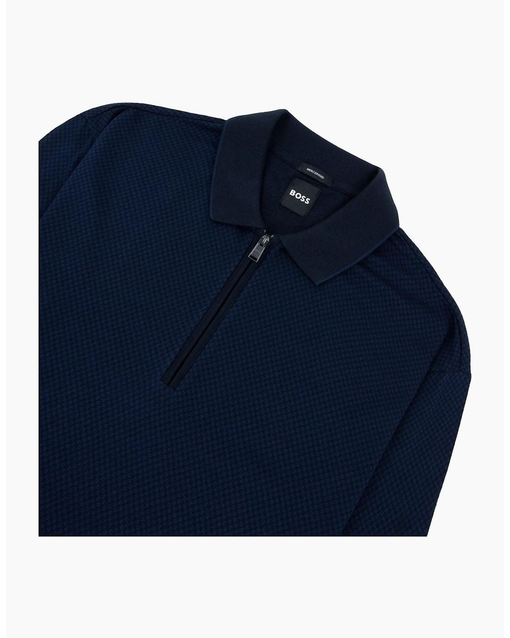 Boss Blue H-Peduzzi Long Sleeve Zip Polo 404 for men