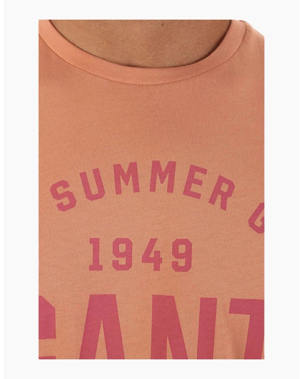 Gant Pink T Shirt Crew Neck Short Sleeve Summer Printed Cotton Tee Casual Top for men