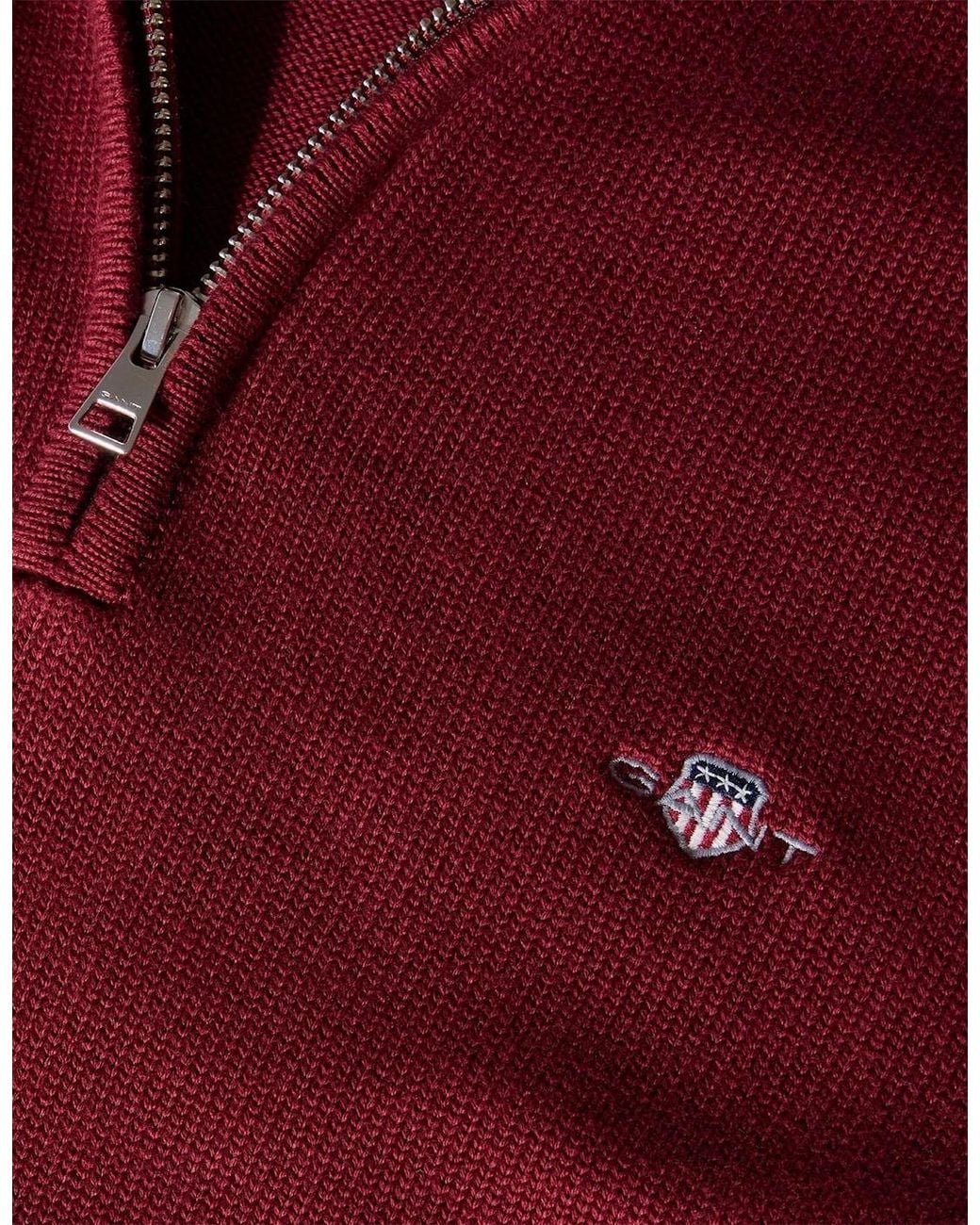 Gant Blue Zip Neck High Collar Long Sleeve Sweatshirt for men