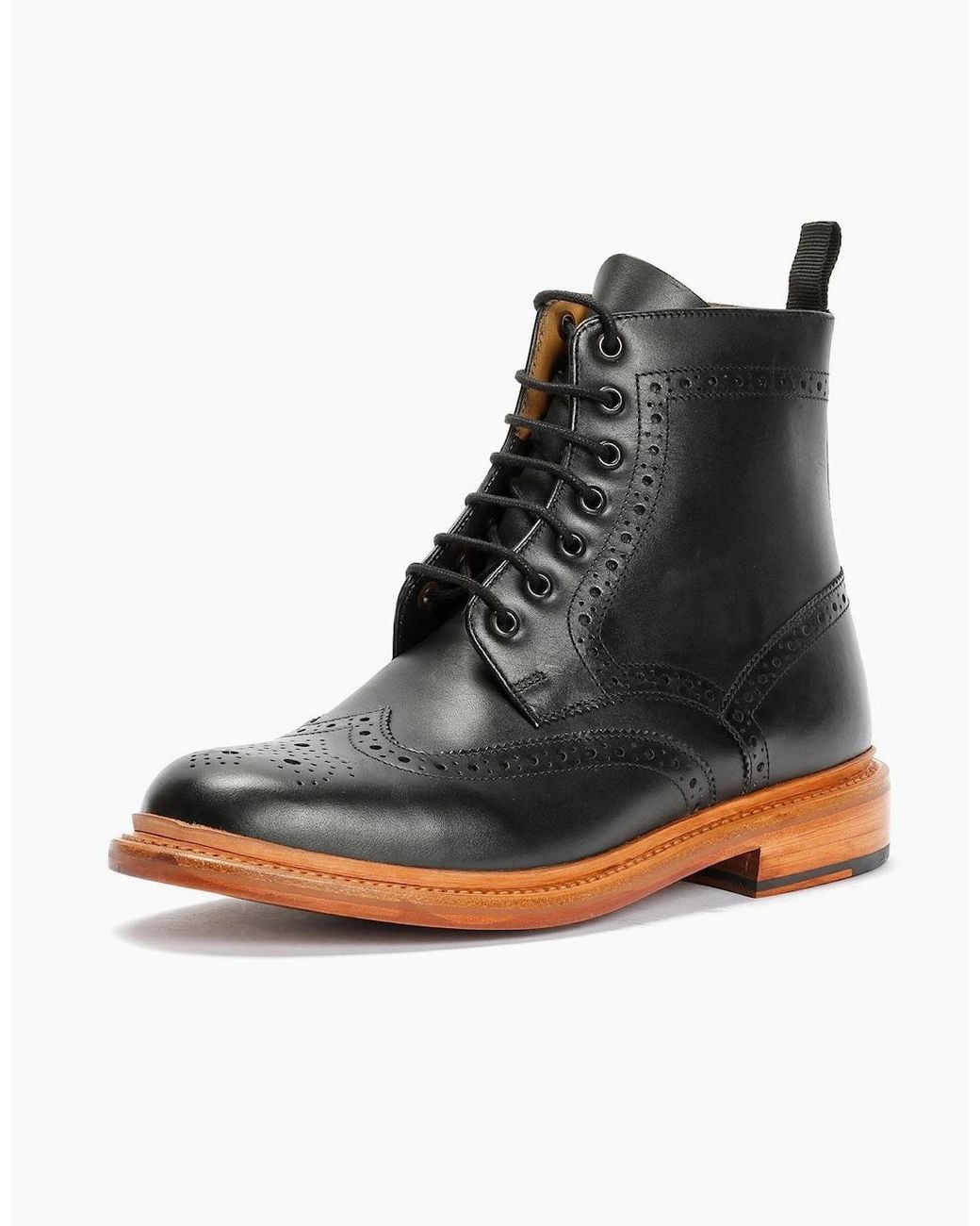 Chapman & Moore Black Walter Brogue Leather Boots for men