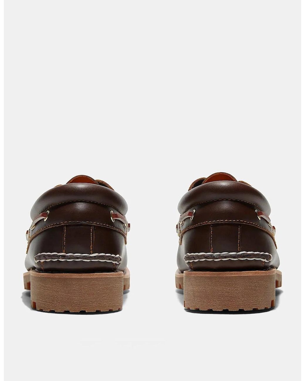 Timberland Brown Authentic Leather Boat Shoes for men