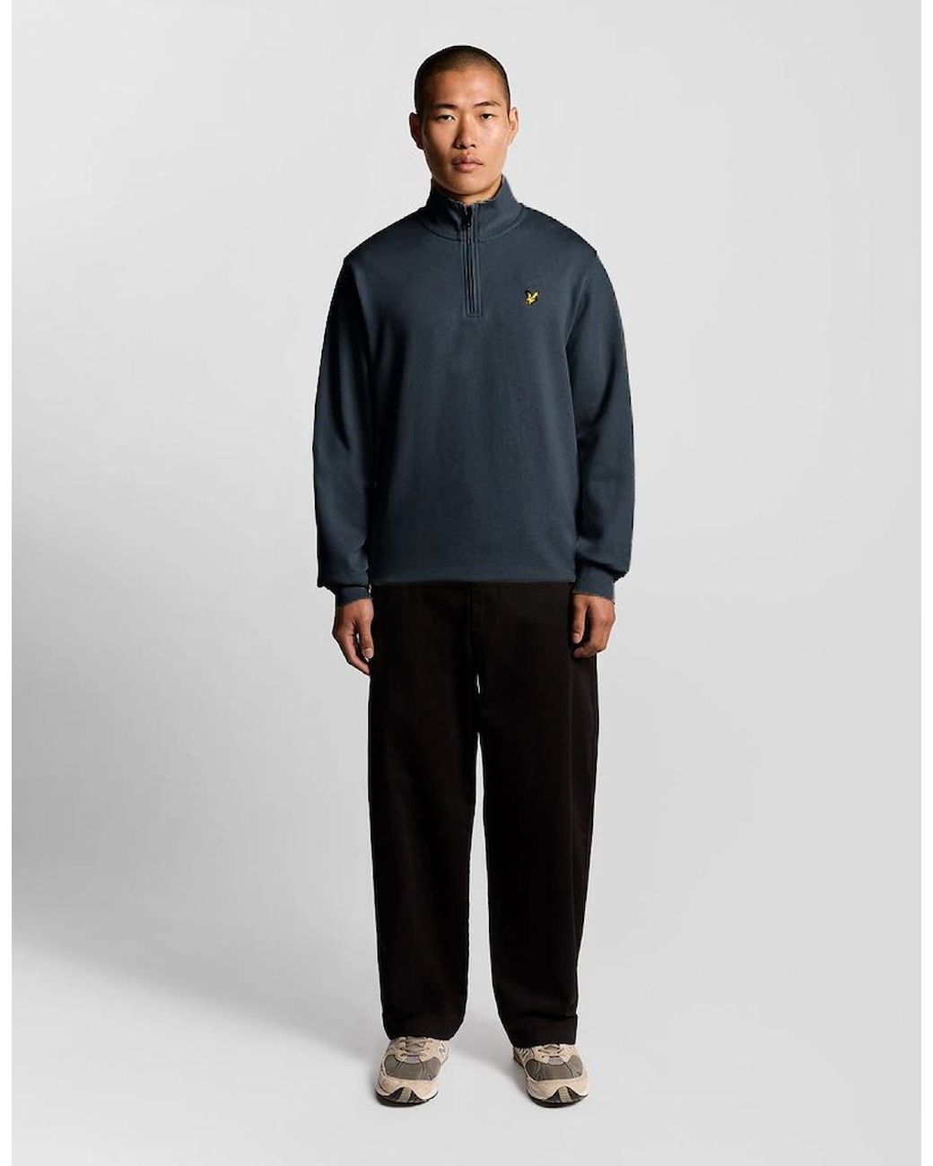 Lyle & Scott Blue Everyday 1/4 Zip Cotton Sweatshirt for men