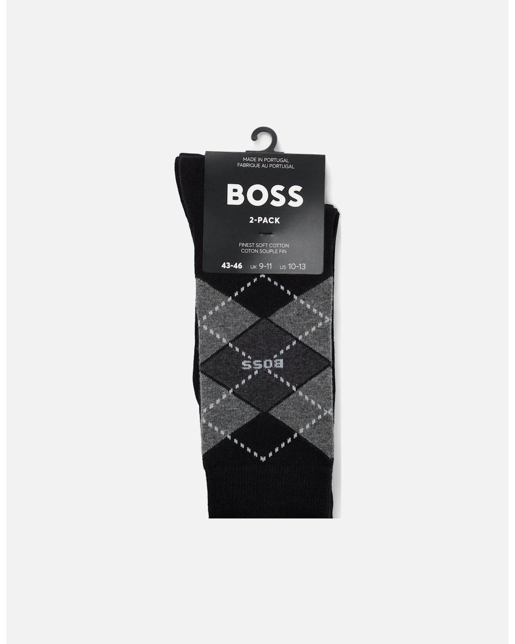 Boss Black Boss 2 Pack Combed Cotton Argyle Socks for men