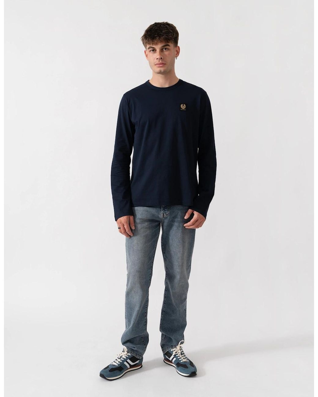 Belstaff Blue Long Sleeved Logo T-Shirt for men