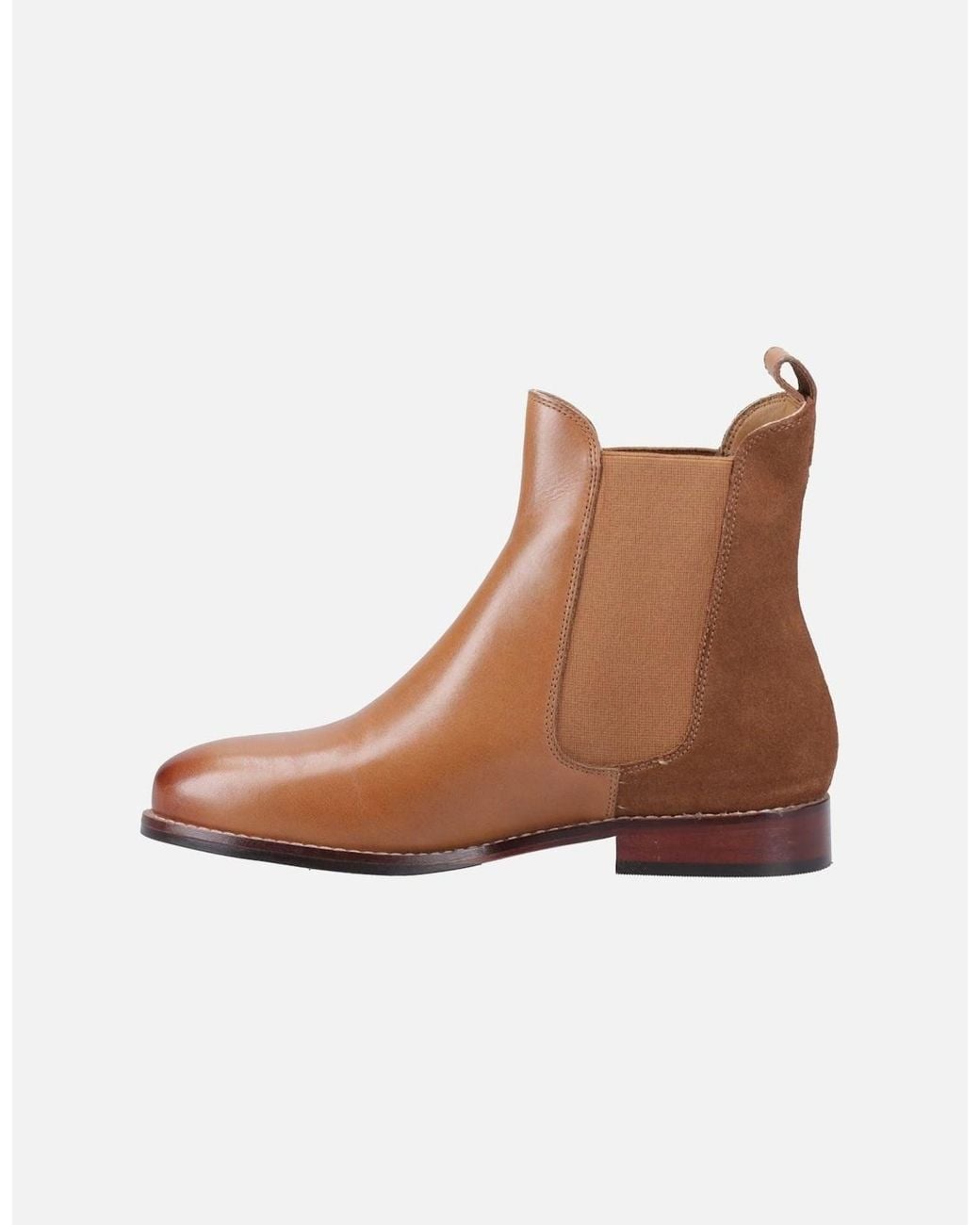 Hush Puppies Brown Colette Leather Tan Flat Chelsea Boots