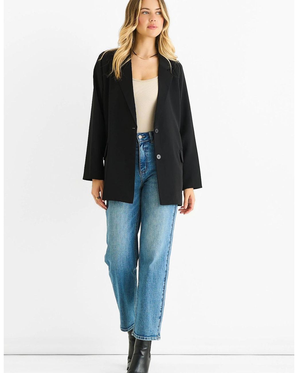 Gini London Blue Tailoring Oversized Draped Blazer