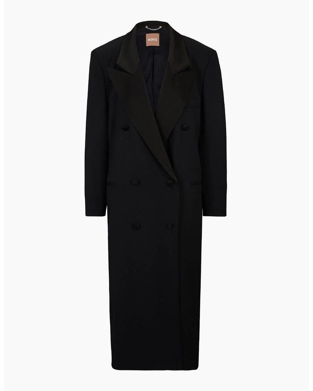 Boss Black Solid Patterned Waxed Jacket With Lapel Collar