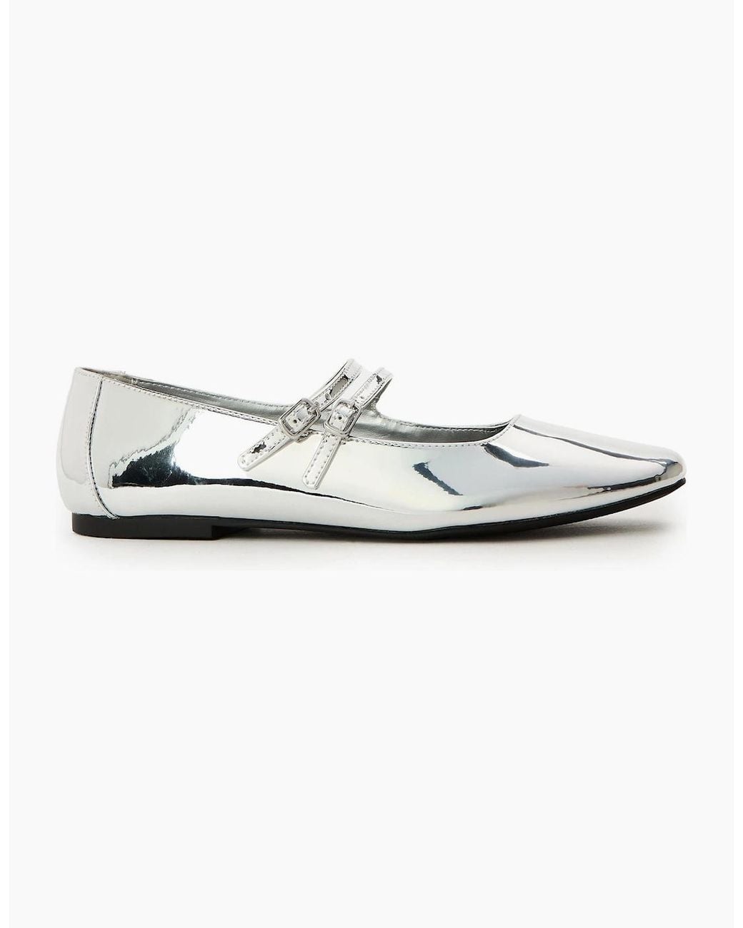 Steve Madden White Alisah Metallic Mary Janes Flats