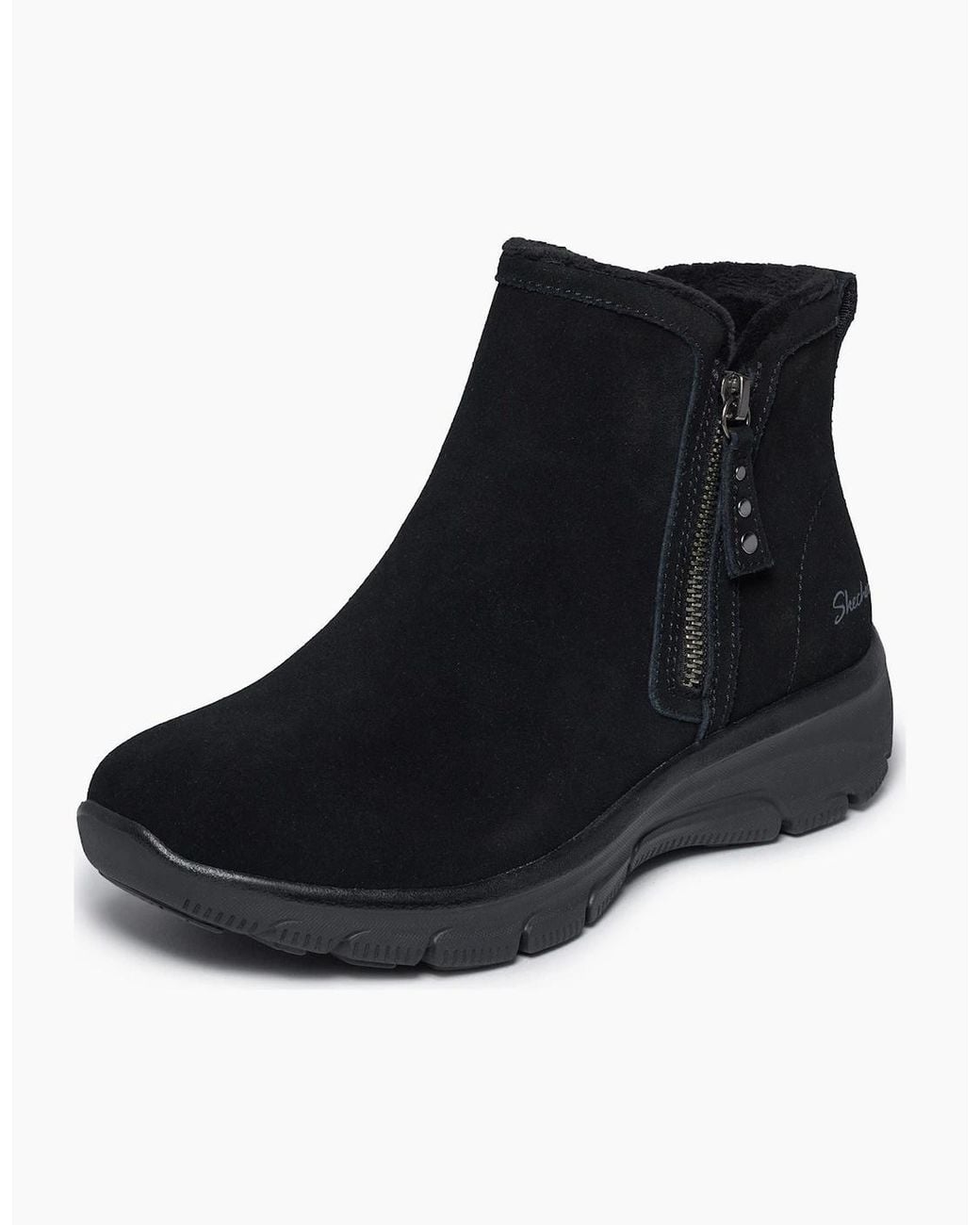 Skechers Black Easy Going Urban Zip Leather Boots