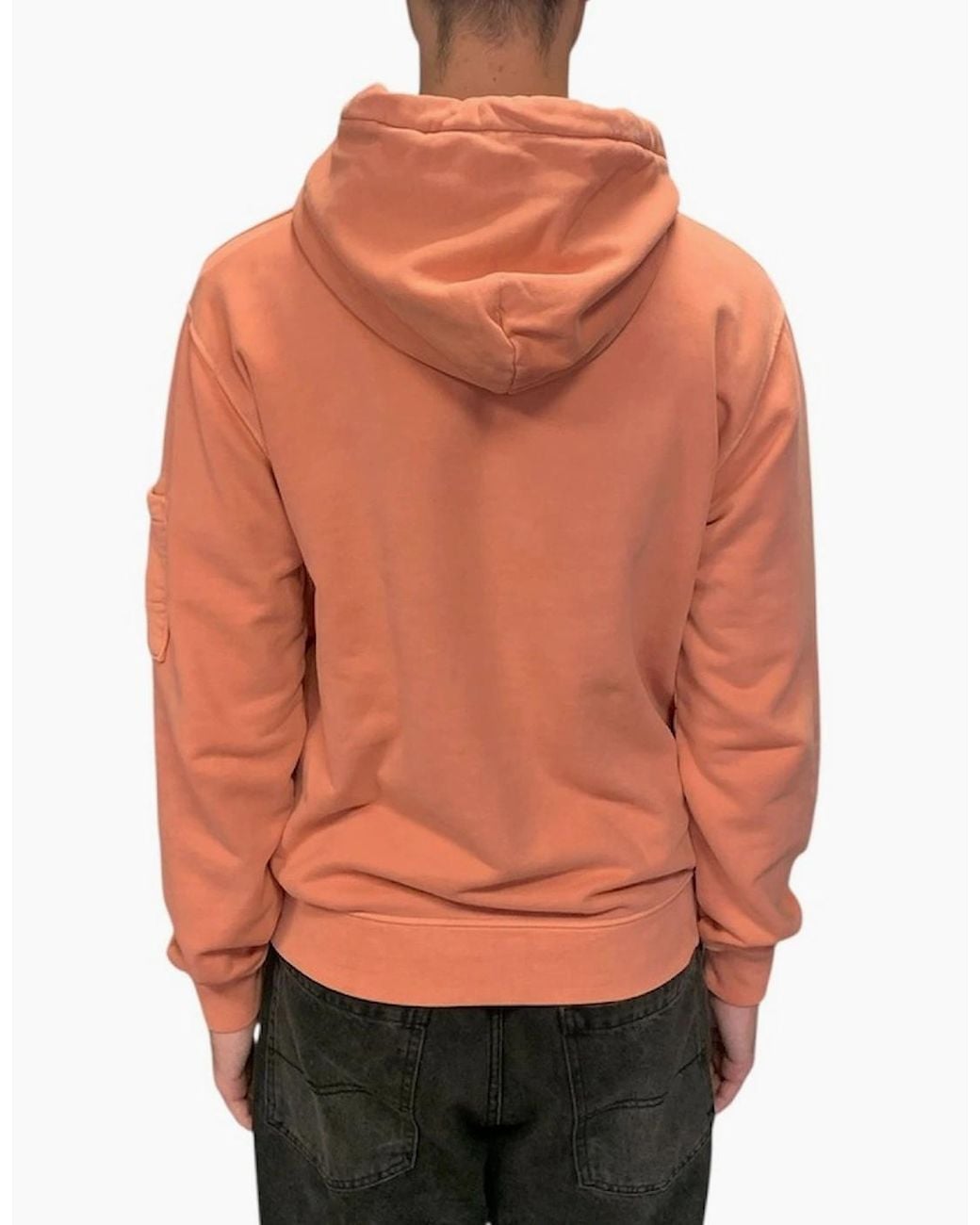 C P Company Orange Diagonal Raised Fleece Lens Hooded Sweatshirt for men