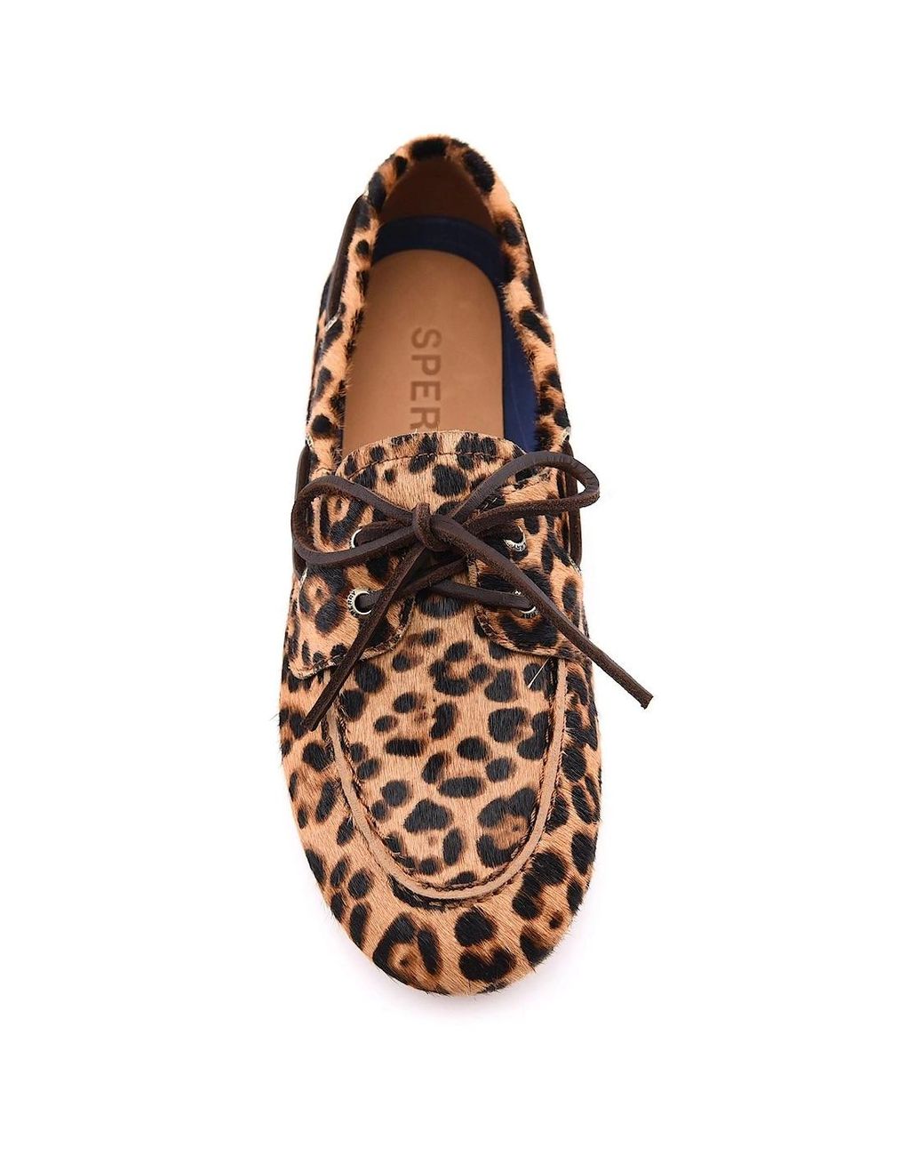 Sperry Top-Sider Brown Sperry Slimboat Leather Leopard Standard Boat Shoes