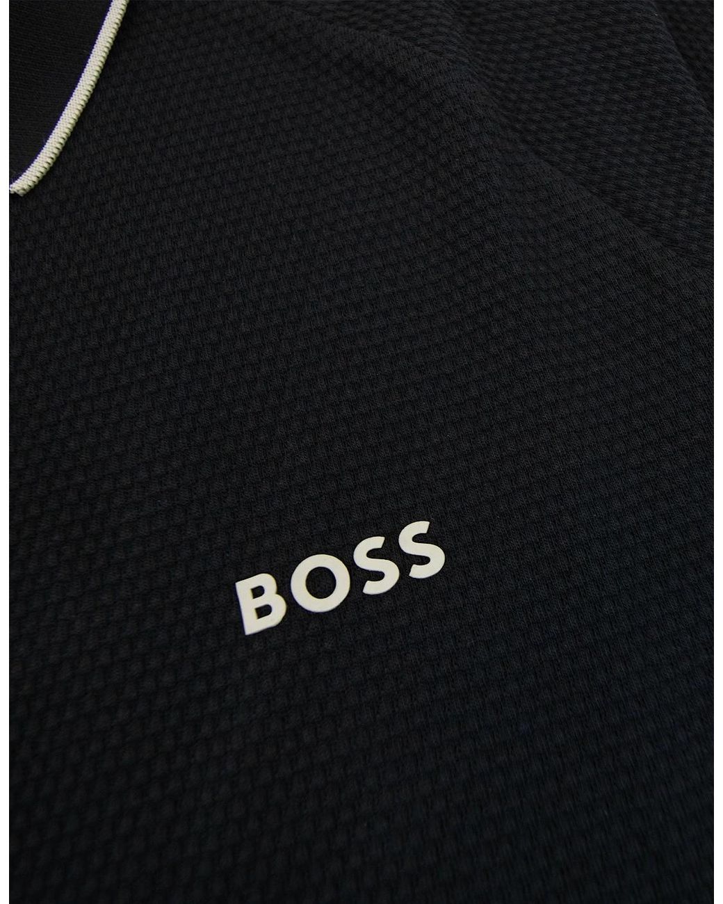 Boss Black Philix Structured-Cotton Polo Shirt With Contrast Logo 001 for men