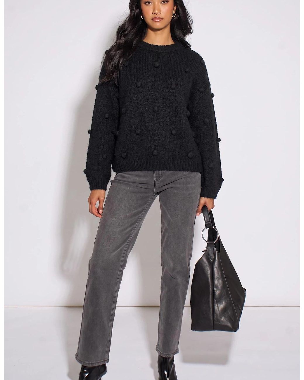 Gini London Blue Wool Mix Oversized Knit Jumper