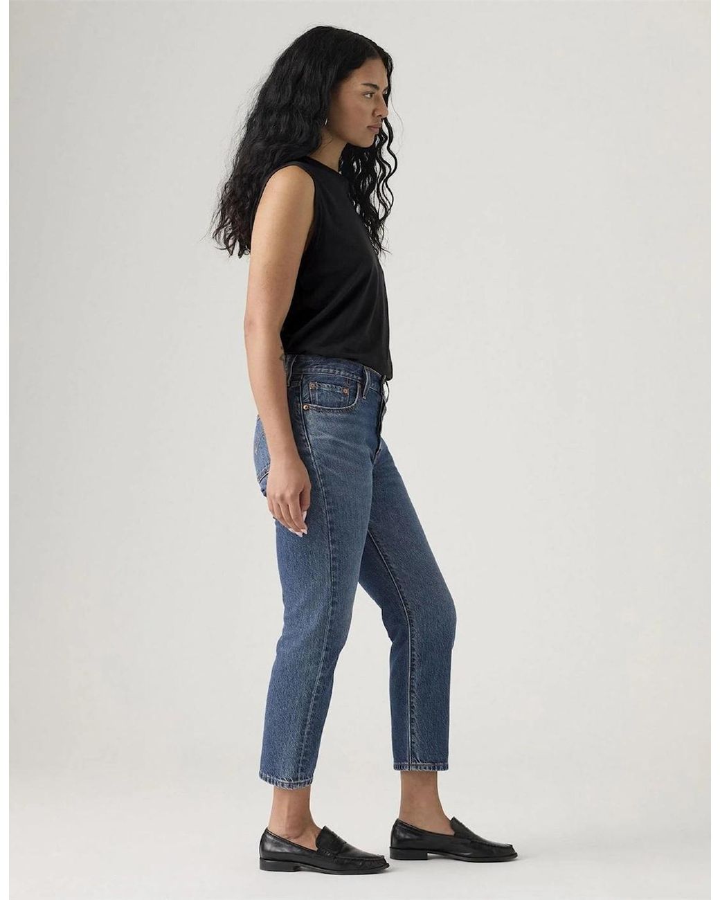 Levi's Blue 501 Crop Lightweight Straight Leg Jeans
