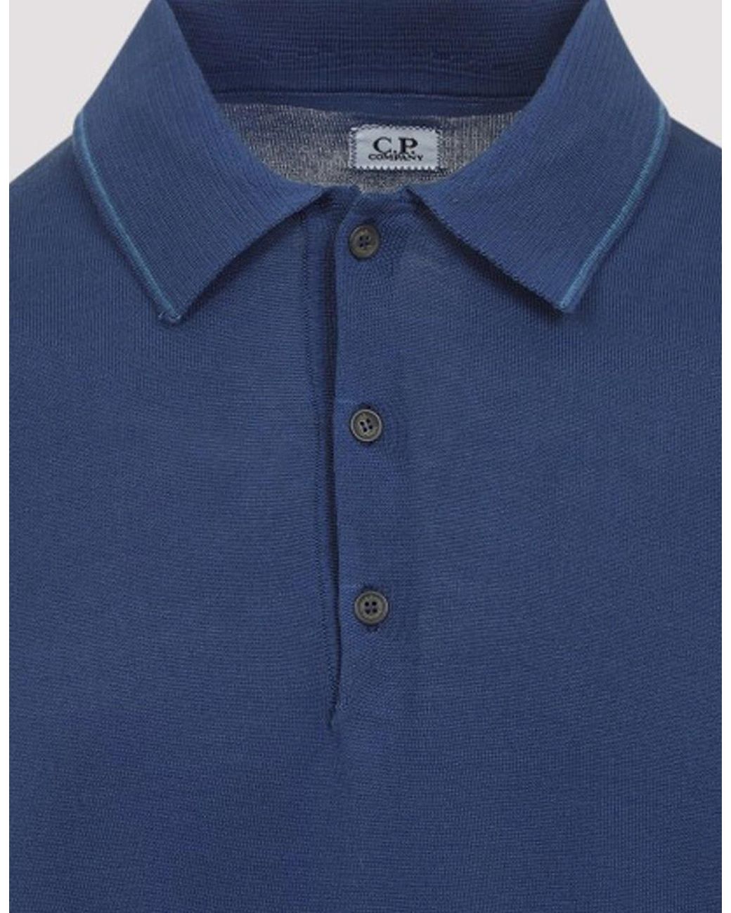 C P Company Blue C.P. Company Cotton Polo Shirt for men